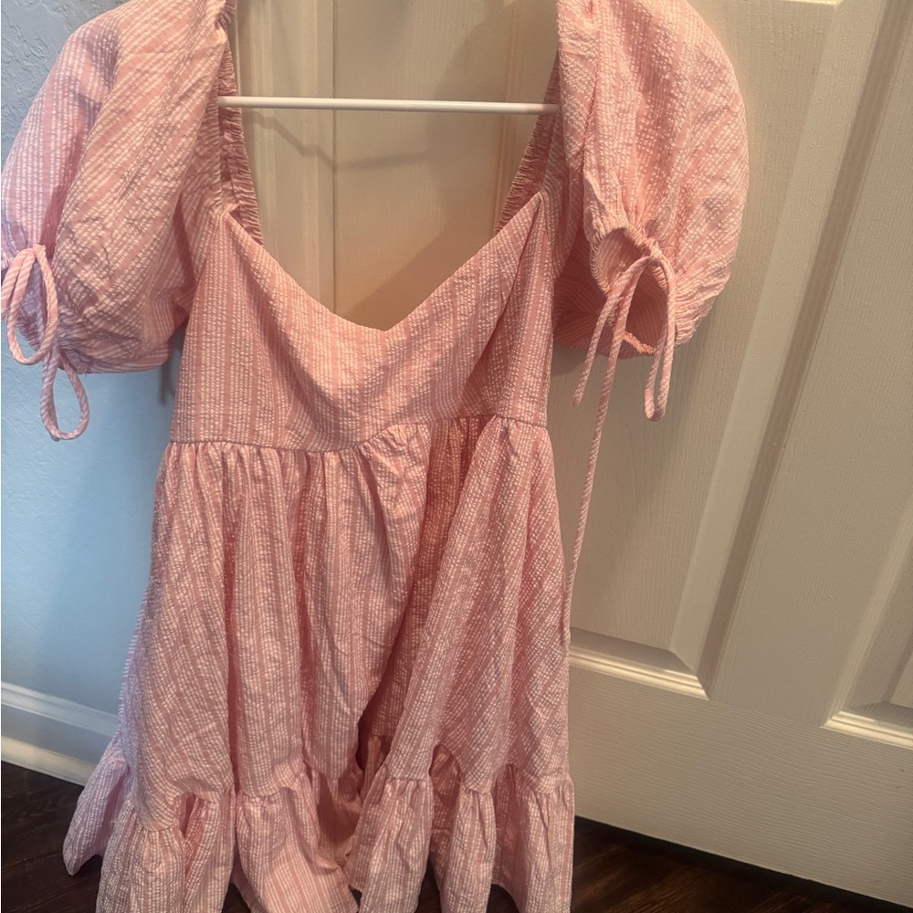 MABLE Pink Puff Sleeve women’s Dress